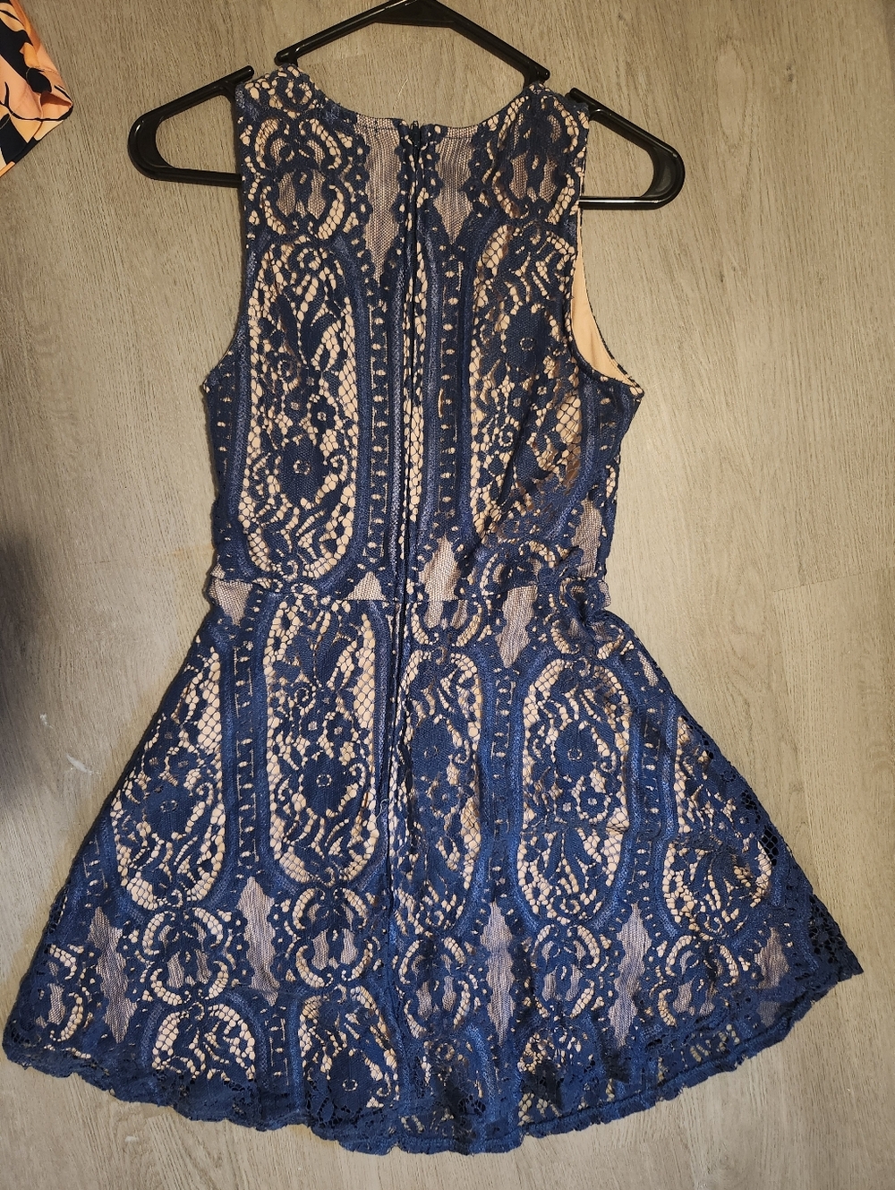 Charlotte Russe Navy Lace Dress with Nude Lining